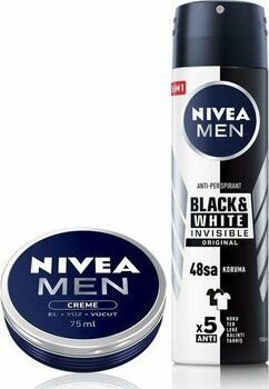 Nivea Men Sprey Deodorant Black&white Invesible Original 150ML ve Nemlendirici Erkek Bakım Kremi 75ML - 150 ml
