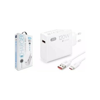 Honor Magic V3 Uyumlu 120W Gan Type-C Kablolu Turbo Ev Tipi Şarj Aleti Salise Gösterir (Orginal Subzero) - Beyaz