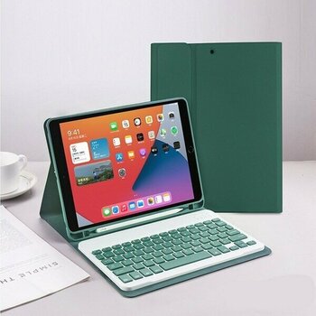 Unicell iPad 10.nesil (10.9 Inç) Uyumlu Bluetooth Özellikli Kalem Bölmeli Klavyeli Kılıf - Koyu Yeşil