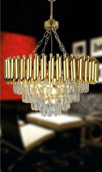 Birsen Aydınlatma Avizade Zamira Varaklı Gold 55 Lik Kristal Taşlı Lüks Avize - 1