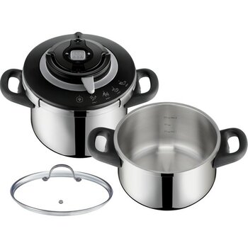 Tefal Clipso Chef Düdüklü Tencere Seti - 6 Litre + 4,5 Litre - 4,5 - 6 L Set - Gümüş