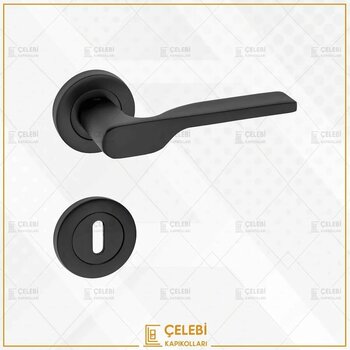 Sedir Kol Yuvarlak Rozetli Siyah Oda Kapi Kolu