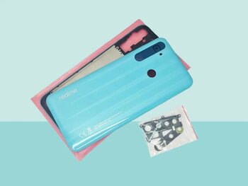 Tkgz - Oppo Realme 6i Full Kasa Arka Kapak Batarya Kapağı - Mavi