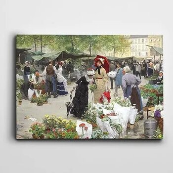 Dekolata İnsanlar Ve Saksıda Çiçekler 140x200 cm Kanvas Tablo