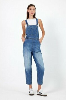 Kadın Dora Dirty Med Blue Mom Jean Salopet Tulum - XS - Mavi