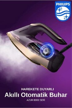 Philips Dst8040 Azur 8000 Serisi Buharlı Ütü | Kumaşa Göre Isı Ayarlayan Teknoloji | Sıfır Yanık Garantisi
