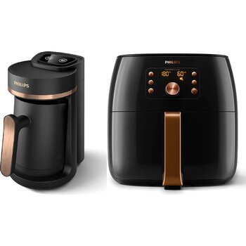 Philips Bxa0014 Hda150/60 Türk Kahve Makinesi + Hd9867/90 Premium Airfryer Xxl Fritöz Siyah