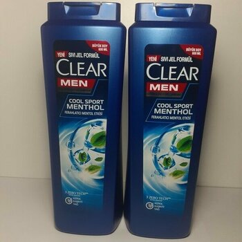 Clear Men Cool Sport Menthol 600 ml Sıvı Jel Formül Şampuan x 2 Adet