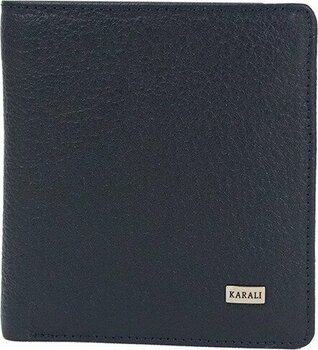 Karalı Erkek Deri Cüzdan - Lacivert