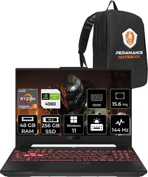 Asus Tuf Gaming A15 Fa507Nv R5 7535Hs 48Gb 256Gb Ssd Rtx4060/8Gb 140W 144Hz 15.6'' W11H Lp103 & Per4