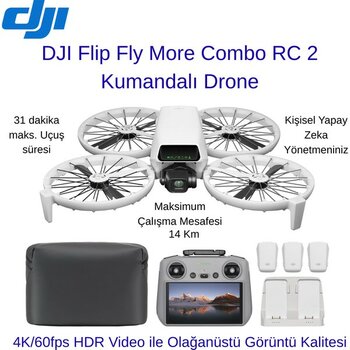 Djı Flip Fly More Combo Rc 2 Kumandalı Drone - Beyaz - RC2 Kumandalı