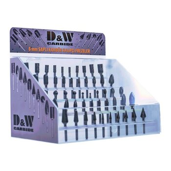 D&W Carbide D&Wfset 50 Parça 6 Mm Saplı Karbür Kalıpçı Freze Seti
