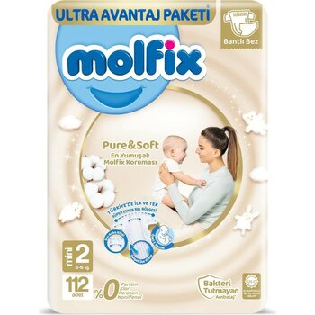 Ala Store Molfix Bebek Bezi Pure&soft Mini 2 Beden Aylık Paket 112 Adet - 0 - 1 Ay - 0 - Siyah