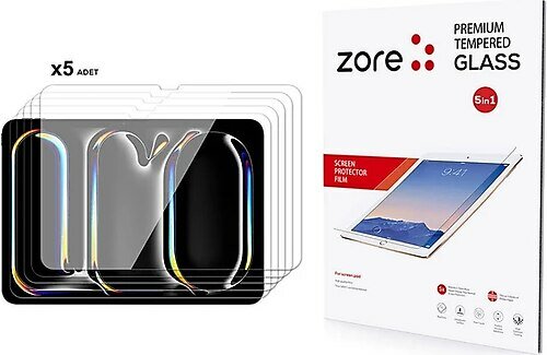 Apple İpad 11 Pro 2024 Zore 5İn1 Tablet Temperli Cam Ekran Koruyucu