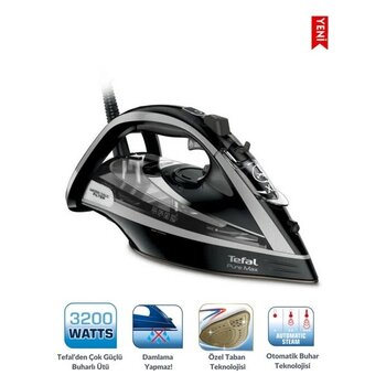 Tefal Pure Max 60 gr Sürekli ve 290 gr Şok Buharlı 3200 Watt Buharlı Ütü, Hızlı Isınma, Yüksek Performans, Otomatik Kapanma