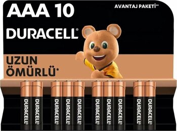 Duracell Alkalin AAA İnce Kalem Pil 1,5V Alkalin 10'lu