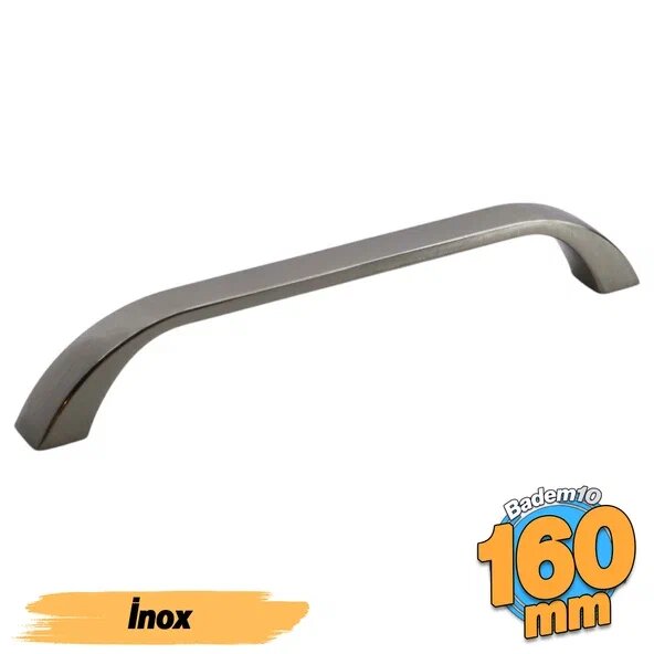 Badem10 Göksu 160 mm İNOX Metal Mobilya Mutfak Çekmece Dolap Dolabı Kapak Kulbu Kulpu Kulpları