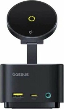 Baseus MagPro 7 in 1 Siyah USB-A USB-C Hızlı Şarj 15 W 100 W USB Çoklayıcı ve Kablosuz Şarj Cihazı