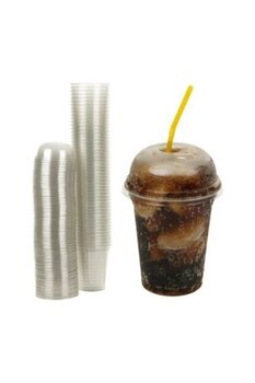 14Süs Plastik Şeffaf Bardak Kapaklı 300ml cc Milkshake Bardağı 100 Adet