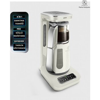 Karaca Çaysever Robotea Pro 4 In 1 Konuşan Cam Çay Makinesi & Filtre Kahve Makinesi - Bej