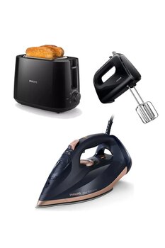 Philips 3'lü Set DST7510/80 Buharalı Ütü HD2581/90 Ekmek Kızartma HR3705/10 El Mikseri