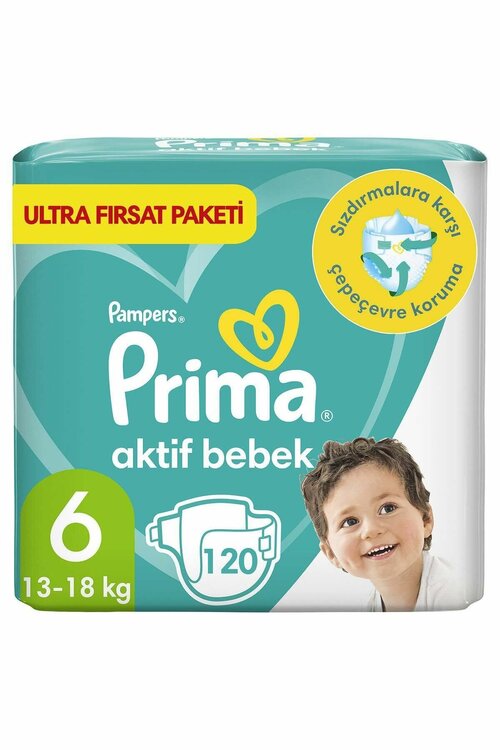 Prima Aktif Bebek Bebek Bezi 6 Beden Ultra Fırsat Paketi 120 Adet