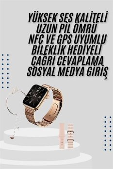 Clevora Akıllı Saat 3 Kordonlu Ve Aksesuarlı Bayanlar Için Şık Rose renk