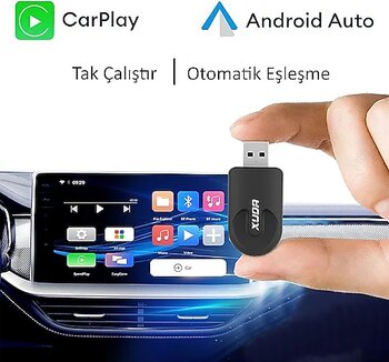 Radoon Yeni Tasarım Mini Kablosuz Carplay USB ve Type-C Uyumlu Araç Multimedya Adaptörü