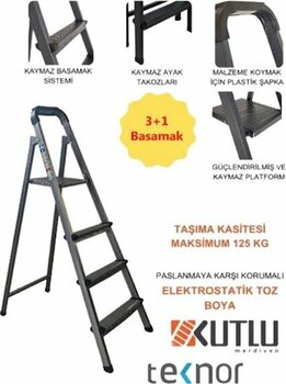 Kutlu Dayanıklı 3+1 Metal Basamaklı Merdiven