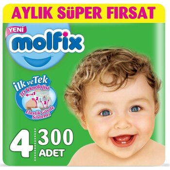 Molfix Bebek Bezi Beden:4 (7-14KG) Maxi 300 Adet Mega Fırsat Pk - 4