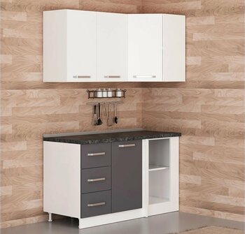 Minar 145Cm Köşe Mutfak Dolabı Beyaz Antrasit K145A2