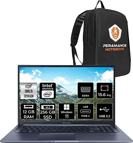 Asus Vivobook 15 X1502ZA EJ1645 15.6 inç Intel Core i3 1215U 12 GB 256 GB SSD Intel Graphics Windows 11 Professional