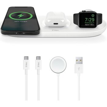 Ttec Aircharger Trio 3’ü 1 Arada iPhone + Apple Watch + Airpods Kablosuz Hızlı Şarj Aleti - Siyah - Beyaz