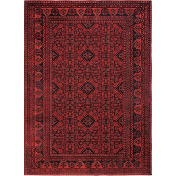 Cool Halı Private Kırmızı Halı Yolluk Dokuma Şönil Afgan Etnik Desenli Yıkanabilir Otantik Salon Halısı - 190 x 290 cm