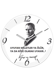 3M Atatürk Sessiz Bombeli Gerçek Cam Duvar Saati