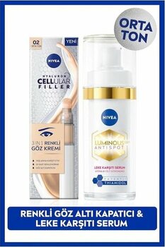 Nivea Luminous630 Thiamidol Leke Karşıtı Serum 30 Ml + Cellular Filler Cushion Renkli Göz Kremi 02 Orta Ton