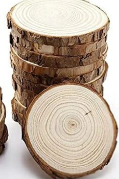 Alyones 10 Adet Yuvarlak Ahşap 5 - 8cm Halka Ham Ahşap Yonga Dıy El Yapımı Dekorasyon Malzemesi Ahşap