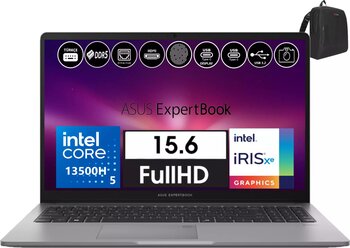 Asus Expertbook P1 P1503 Intel Core I5-13500H 16GB Ddr5 256GB SSD Freedos 15.6 Fhd Taşınabilir Bilgisayar EXP1503CVAI58512S0D06 + Zetta Çanta