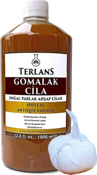 Terlans Doğal Ahşap Cilası Gomalak 1000 ml Shellac + Sürme Topu