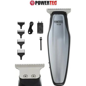 Powertec TR-1158 4 Başlık Gri 0,1 mm Minimum Kesim 3.7 v/DC Saç Sakal Tıraş Makinesi