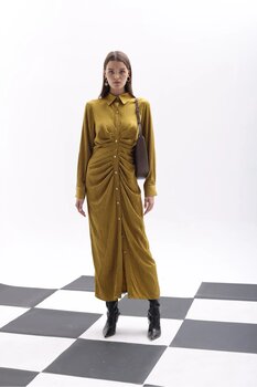 GULLAY BÜZGÜLÜ İTHAL KUMAŞ ELBİSE L Beden