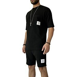 Alışveriş Sokağı Spor Alt Üst Şort Tişört Takım Siyah M