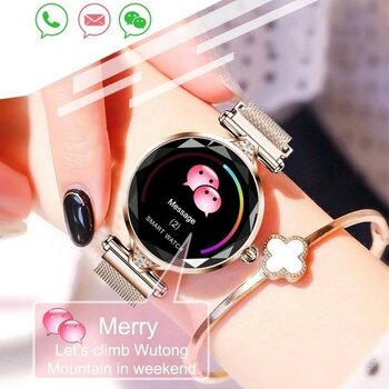 Pazariz Akıllı Saat Bluetooth Özellikli H1 Su Geçirmez Bayan (Rose)