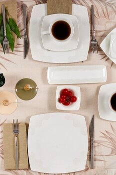 Karaca Fine Pearl Valentina Beyaz Fine Pearl/İnci 26 Parça Kahvaltı Takımı