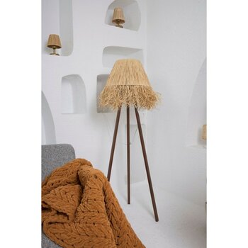 Allians Şık Bohem Hasır Lambader, Tripod Ayak, Kahverengi, Modern ve Sıcak Atmosfer - Seçenek 1