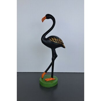 Dekoratif Flamingo Pembe & Siyah Polyester Biblo 30 x 12 - Ahşap