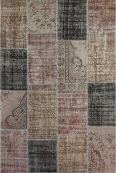Çam Halı PW928 Kahve El Dokuma Patchwork Yün Halı - 160 x 230 cm