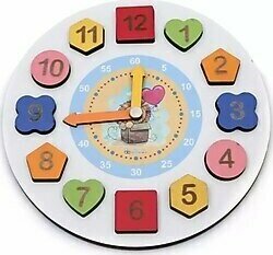 Çağrı Eğitici Ahşap Geometrik Puzzle Bultak Saat Oyuncak Saat