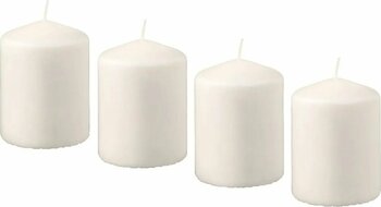 IKEA HEMSJO KOKUSUZ BLOK MUM BEYAZ 4 Adet Mum