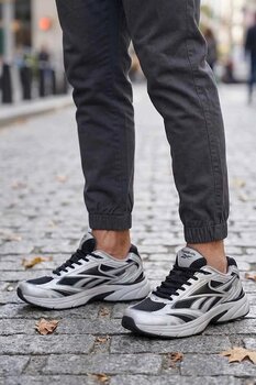 Reebok Erkek Gümüş Gri Spor Ayakkabı - Metalik Detaylı Retro Koşu ve Yürüyüş Sneaker 42 Numara